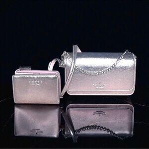Kate Spade Metallic Silver and Blush Crossbody Bag Set
